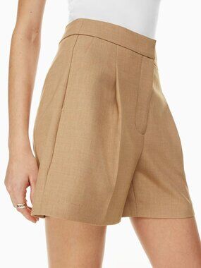 Wilfred Ibiza Trouser High-rise Pleated Shorts Heather Gold Camel Size 8